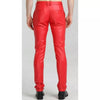 Men's Red Genuine Leather Pants Trouser