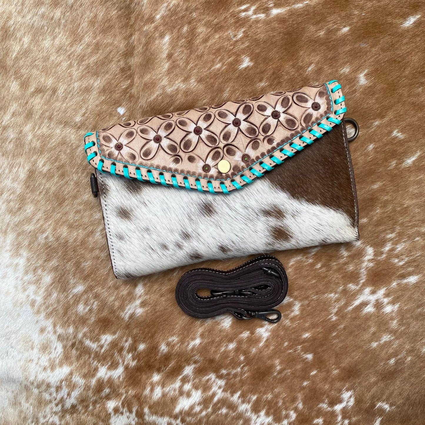 Hair On Cowhide Tooled Wallet