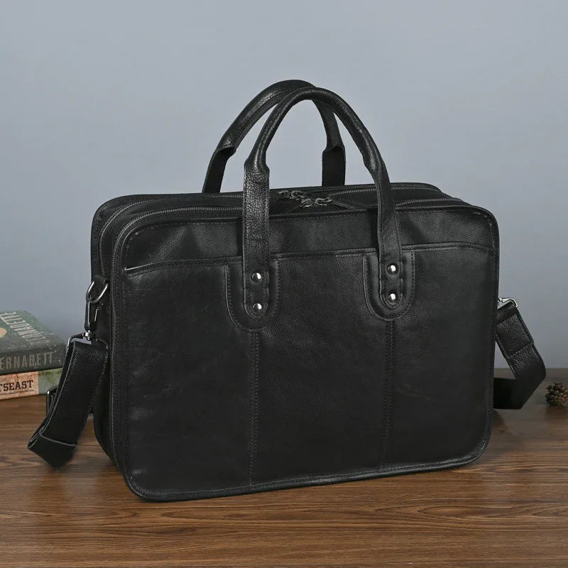 Men’s leather multi-layer office briefcase 3