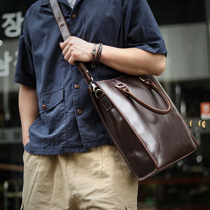 Men Leather Tote Bag with Crossbody