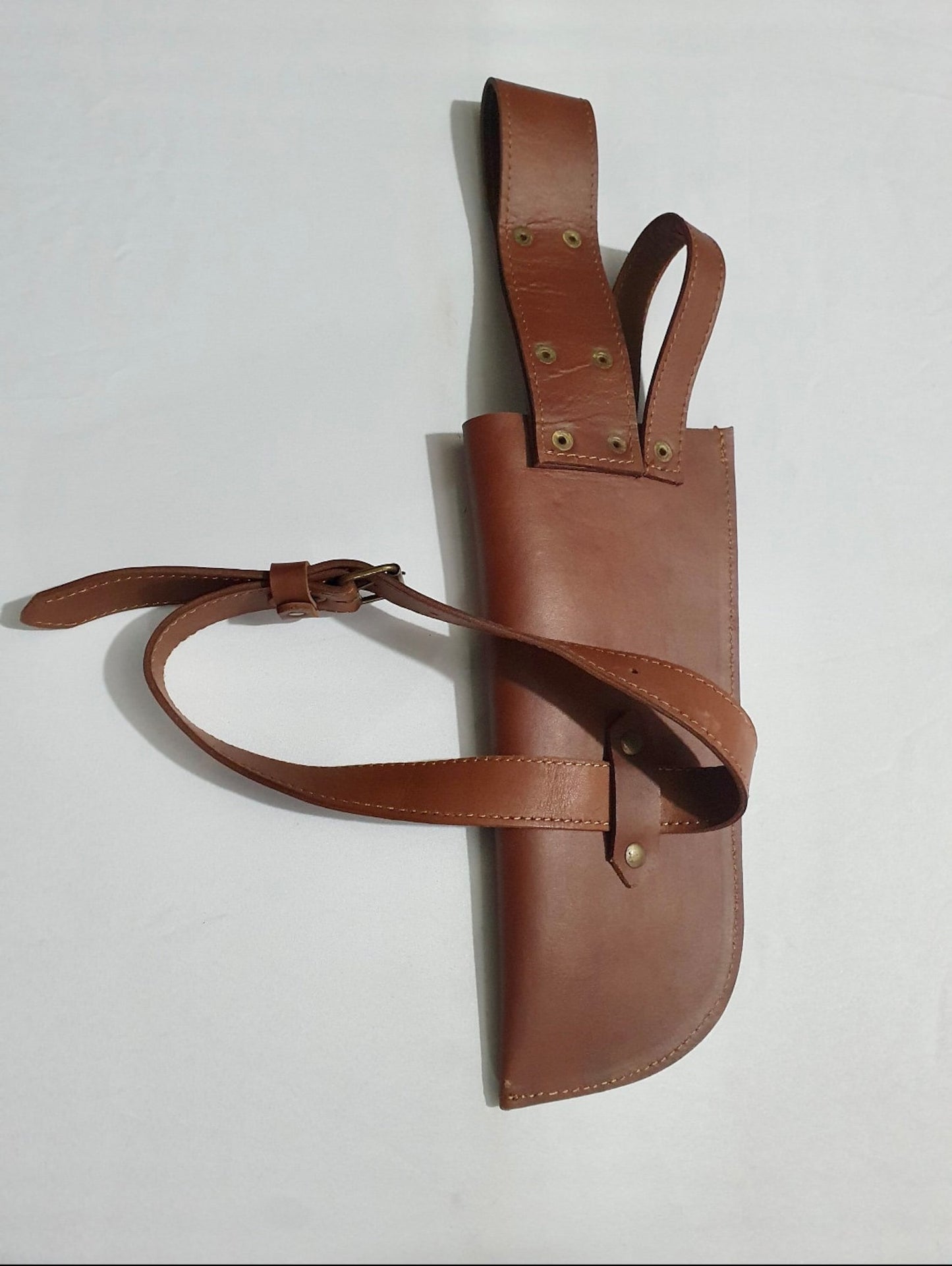 Genuine handmade brown leather gun holster