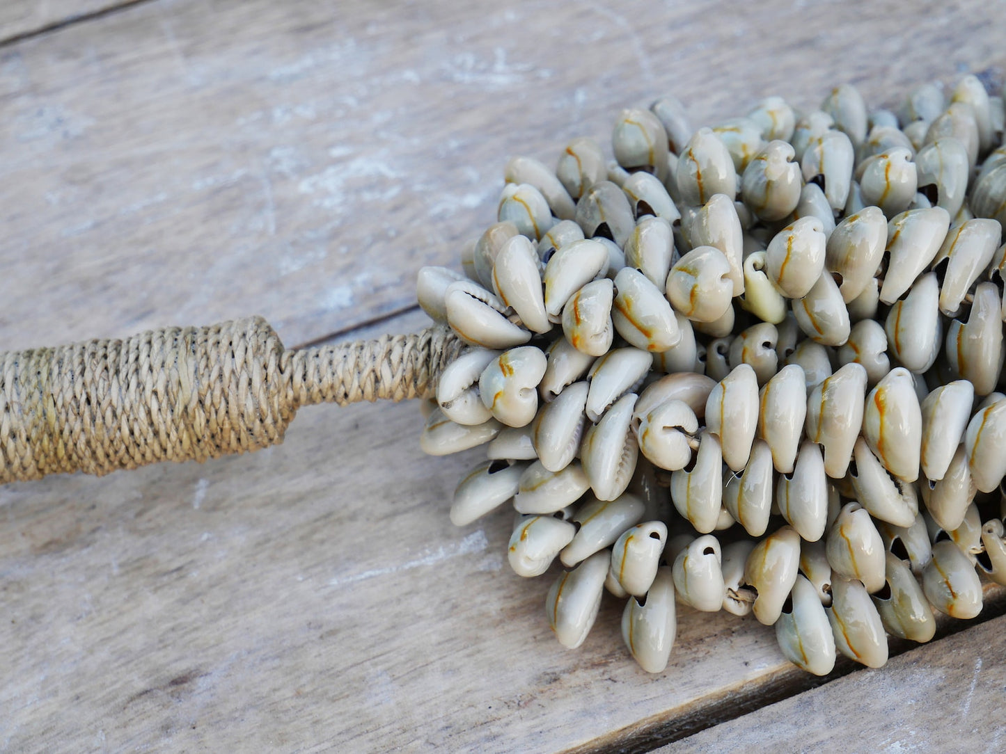 Pair of handmade boho bed and curtain decor tassels with sea shells