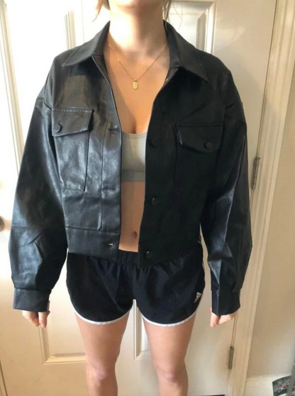 Front Zip Women's Leather Jacket