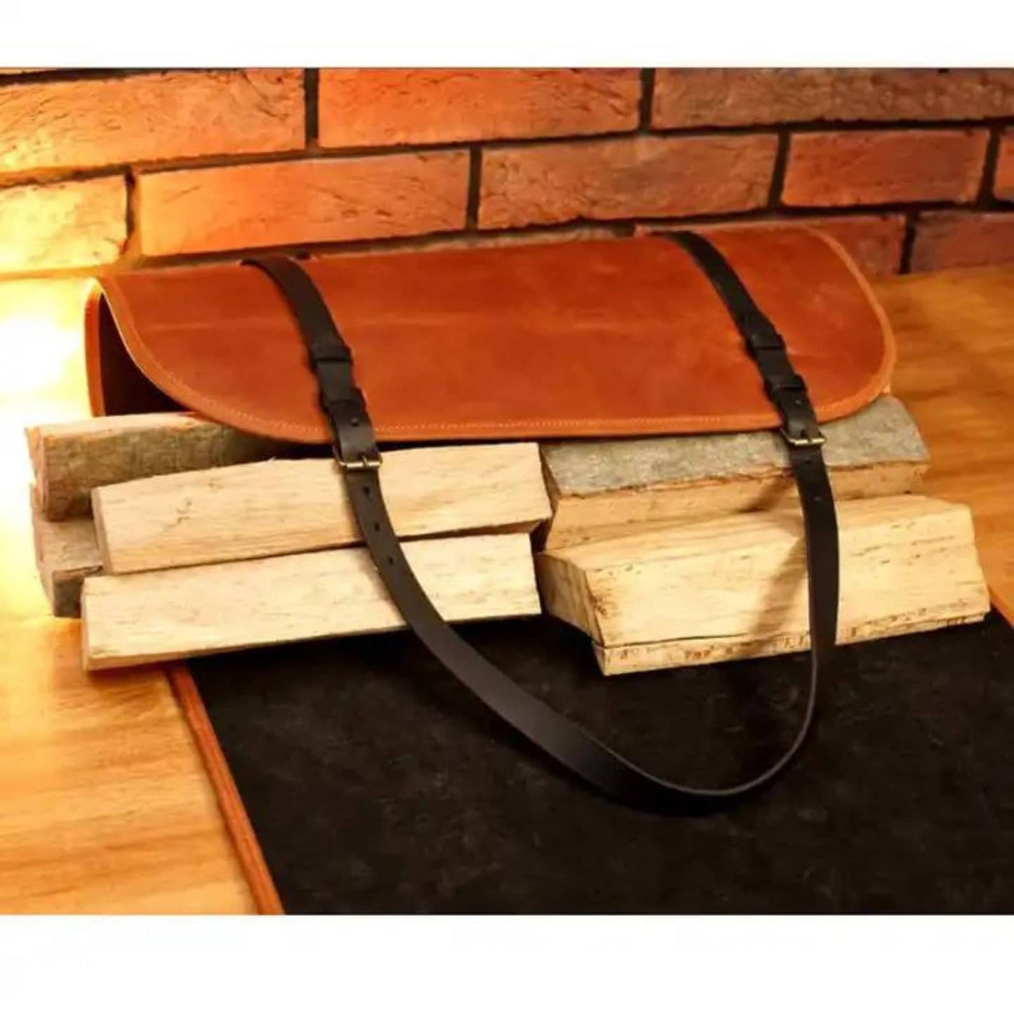 leather wood carrying bag