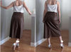 Genuine Leather Brown Skirt Tall