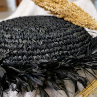 Handmade Seagrass Raffia Jute Black Pillow Case