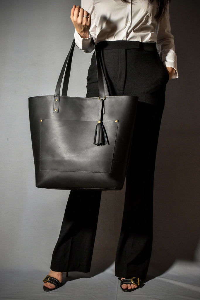 Tall Leather Tote Purse