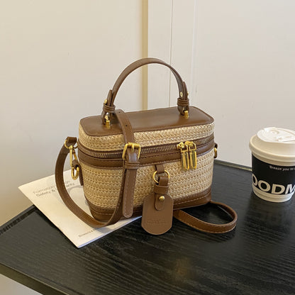 Straw Crossbody Purse for Women Woven Box Beach Bag