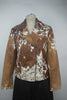 Women Cowhide Jacket Brown White