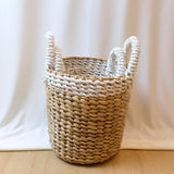Water hyacinth flower cover pot with white handles