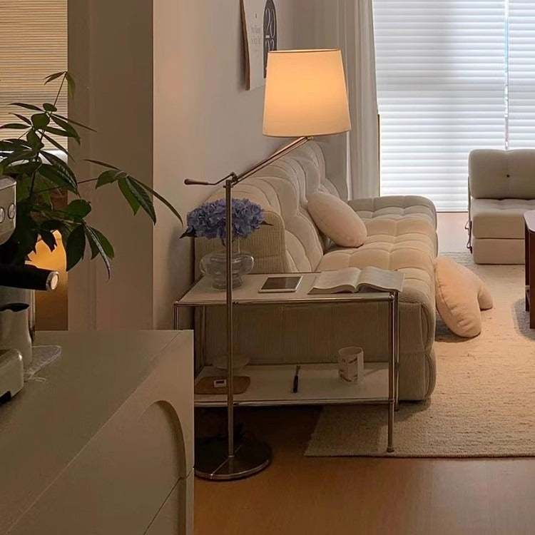 Modern Folding Arm Floor Lamp with Fabric Shade