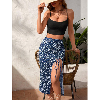 Ruched split thigh maxi dress