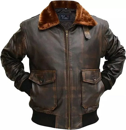 Genuine Leather Shearling Fur Men's Jacket