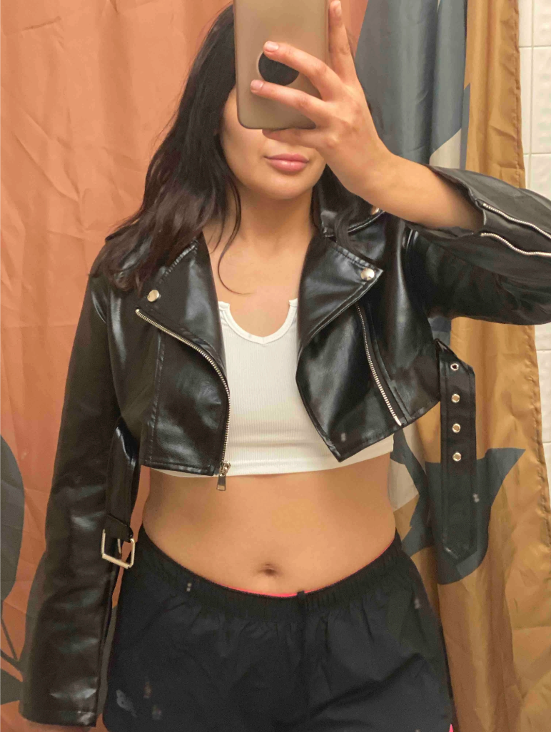 Genuine Leather Women Crop Moto Jacket