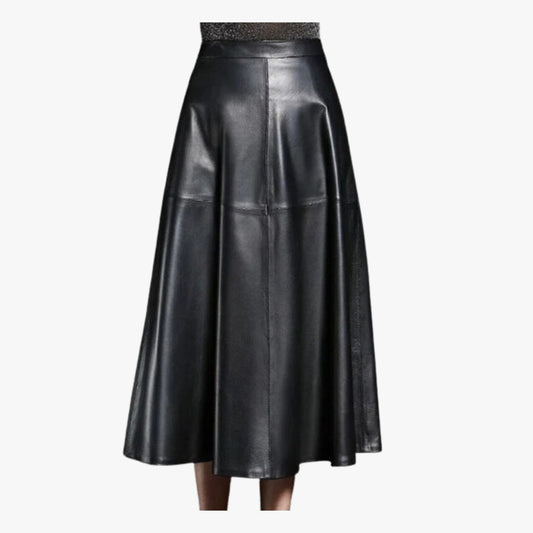 Leather Flare Long Skirt