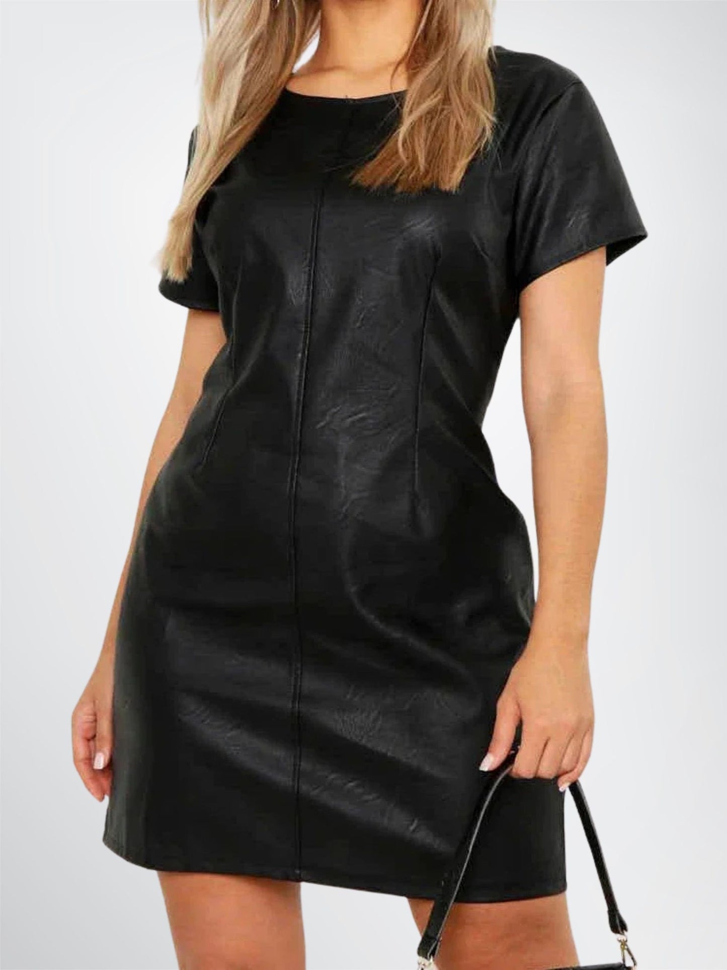 Ladies Real Leather Above Knee Dress