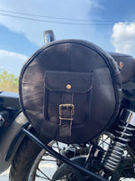 Black Leather Motorcycle Combo Saddlebag Panniers