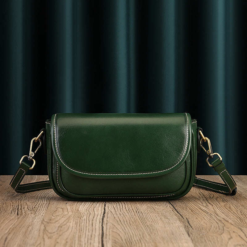 Real Leather Shoulder Crossbody Bag With Zipper Compartments