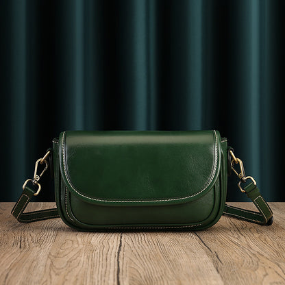 Real Leather Shoulder Crossbody Bag With Zipper Compartments