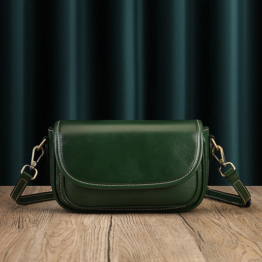 Real Leather Shoulder Crossbody Bag With Zipper Compartments