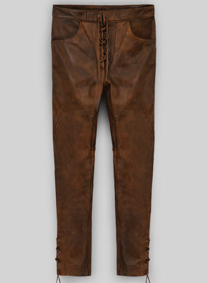 brown genuine leather pants for ladies