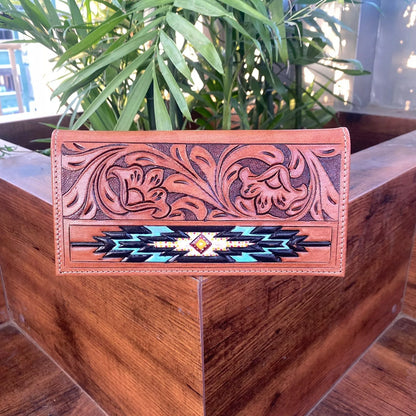 Hand Tooled Engraved Wallet Bifold