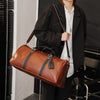 Large genuine leather shoulder overnight handbag