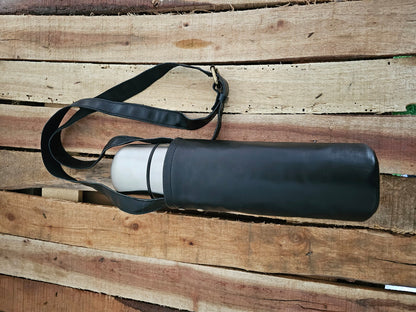 Reusable leather water bottle carrier