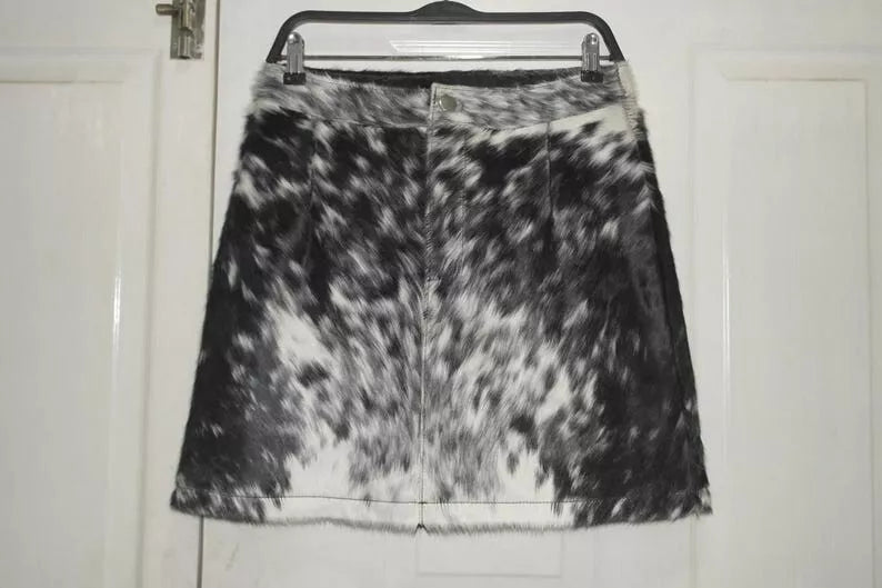 Hair On Cowhide Skirt Black White