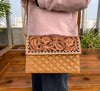 Tooled Quilted Leather Sling Handbag