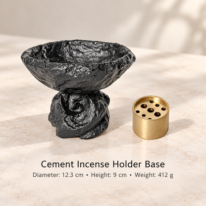 Modern Incense Holder in Cement with Sculptural Pedestal Bowl 3