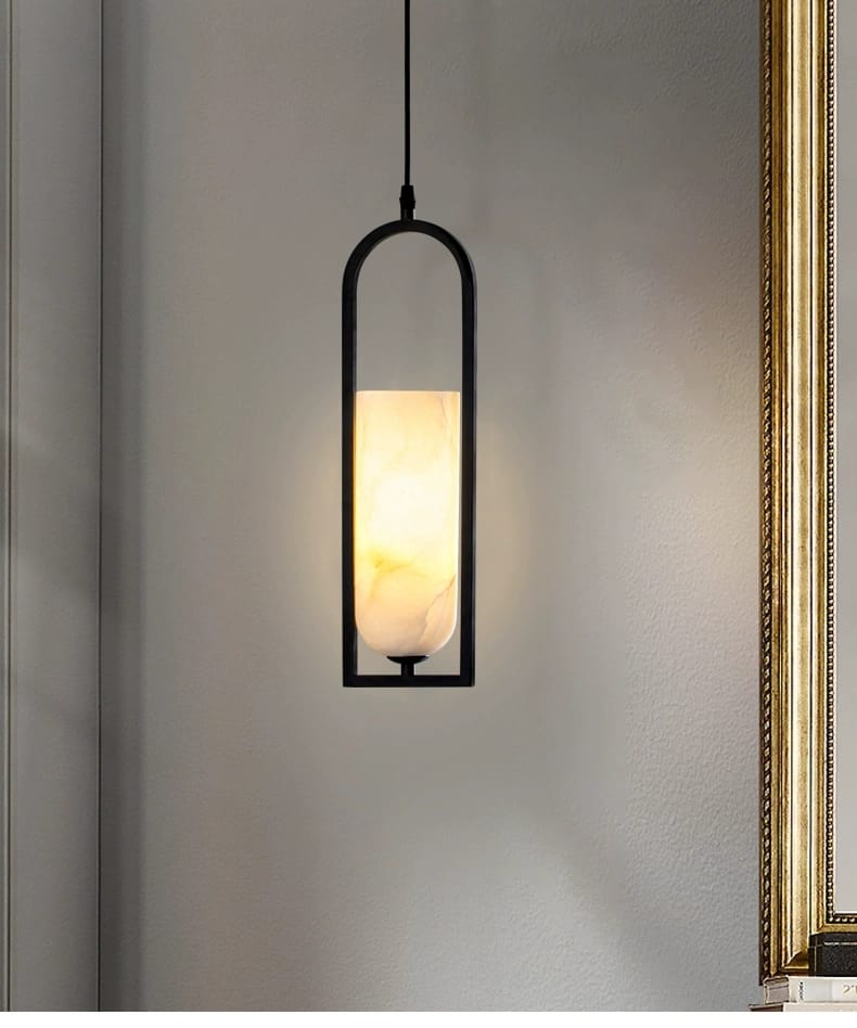 Copper Natural Marble Pendant Lamp Black and Gold
