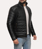 quilted bomber leather jacket men's