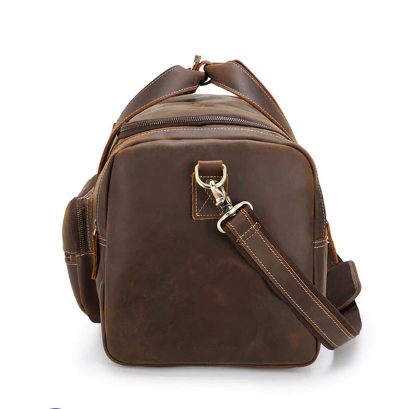 Real Genuine Leather Overnight Duffle Bag