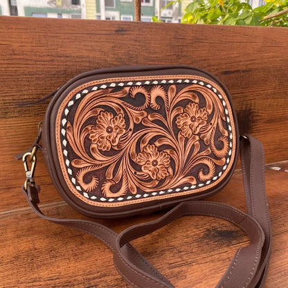 Tooled Leather Crossbody Sling Cowgirl Purse