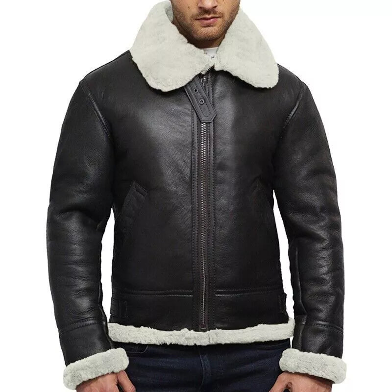 Genuine Leather Shearling Aviator Jacket