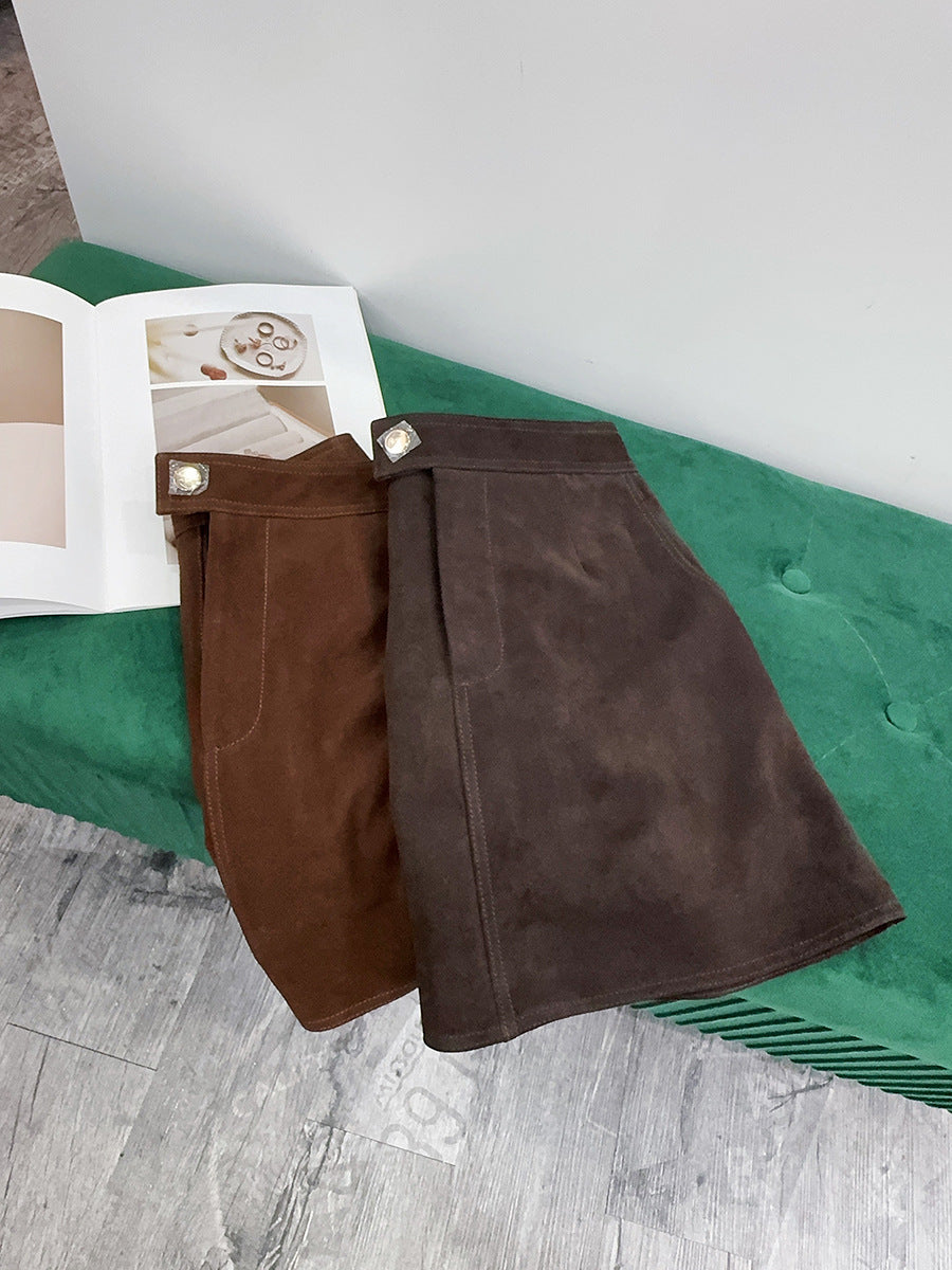 Women’s Leather Suede Mini Skirt A-Line