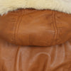 Women's fur hood tan sheepskin leather jacket coat