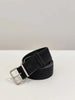 women suede leather wide belt with silver buckle black