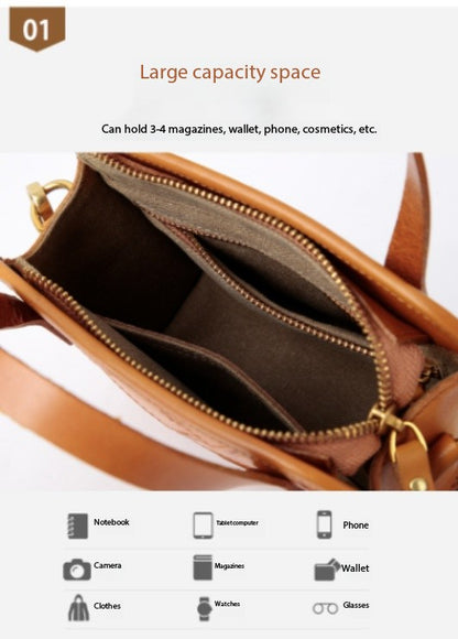 Retro Leather Crossbody Handbag for Women with Quilted Stitching