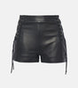 Side Lace Design Women Leather Shorts