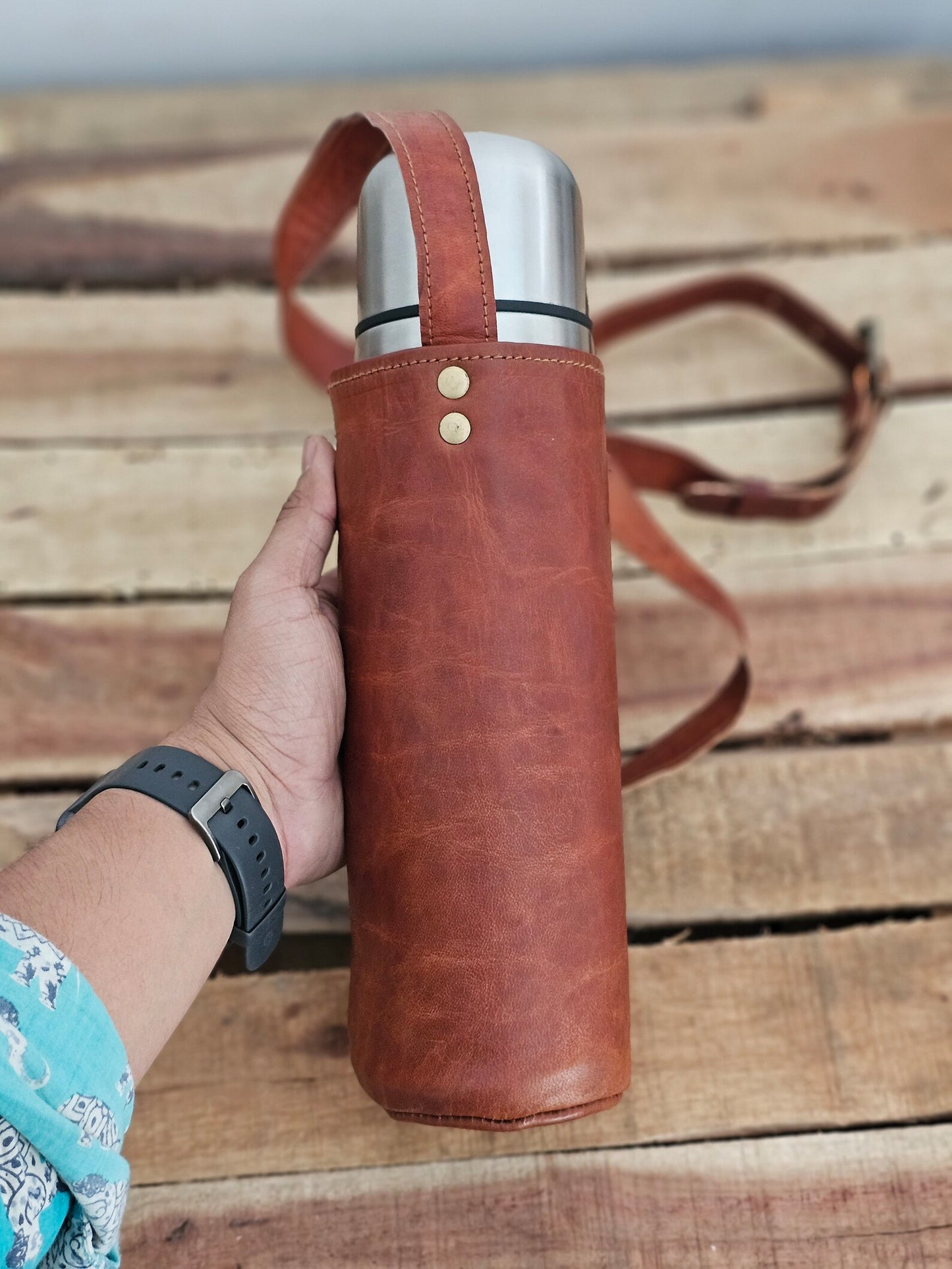 Stylish Leather Water Bottle Carrier