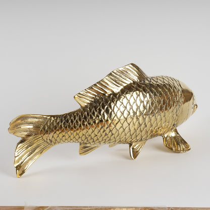 Elegant Brass Koi Fish Statue Decor