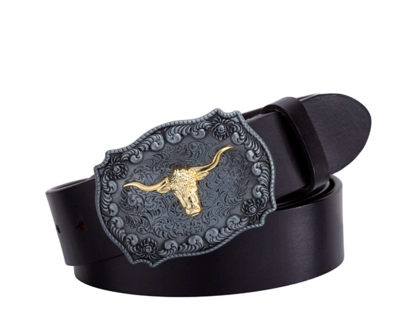 Men’s Western Bull Head Leather Belt
