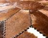 Brown White Patchwork Cowhide Rug Round