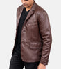 Formal Brown Leather Jacket For Men