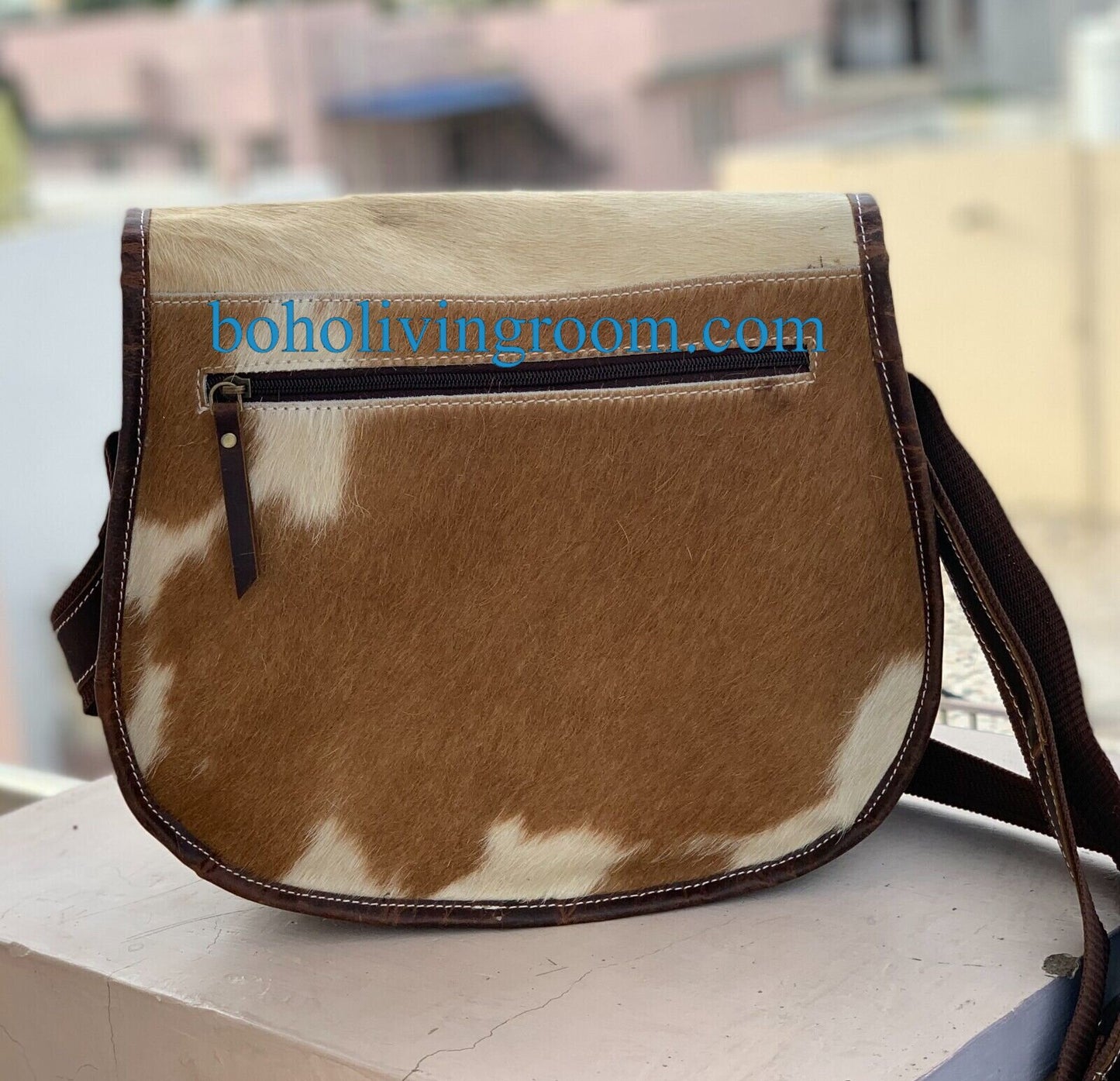 Natural Hair on Cowhide Crossbody Purse