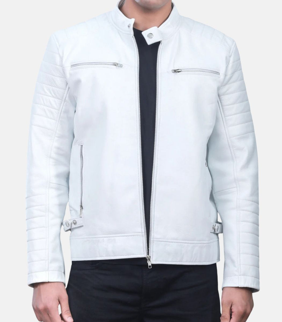 Real Leather Classic White Jacket