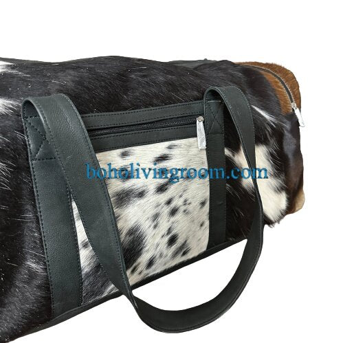 Extra Large Tricolor Cowhide Overnight Bag