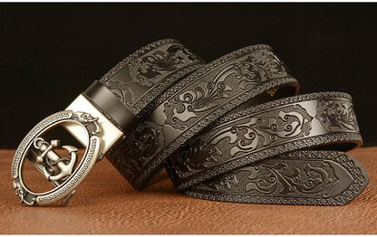 Men Anchor Buckle Western Leather Belt